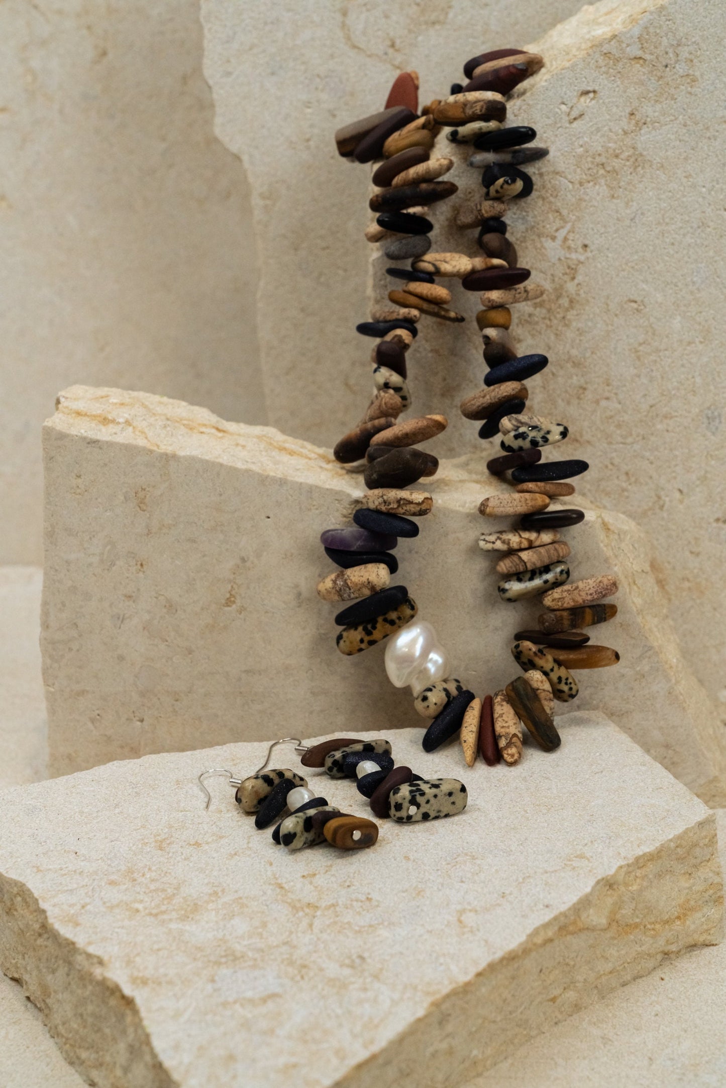 Stone Tooth Stick Dagger Beaded Jewellery Set