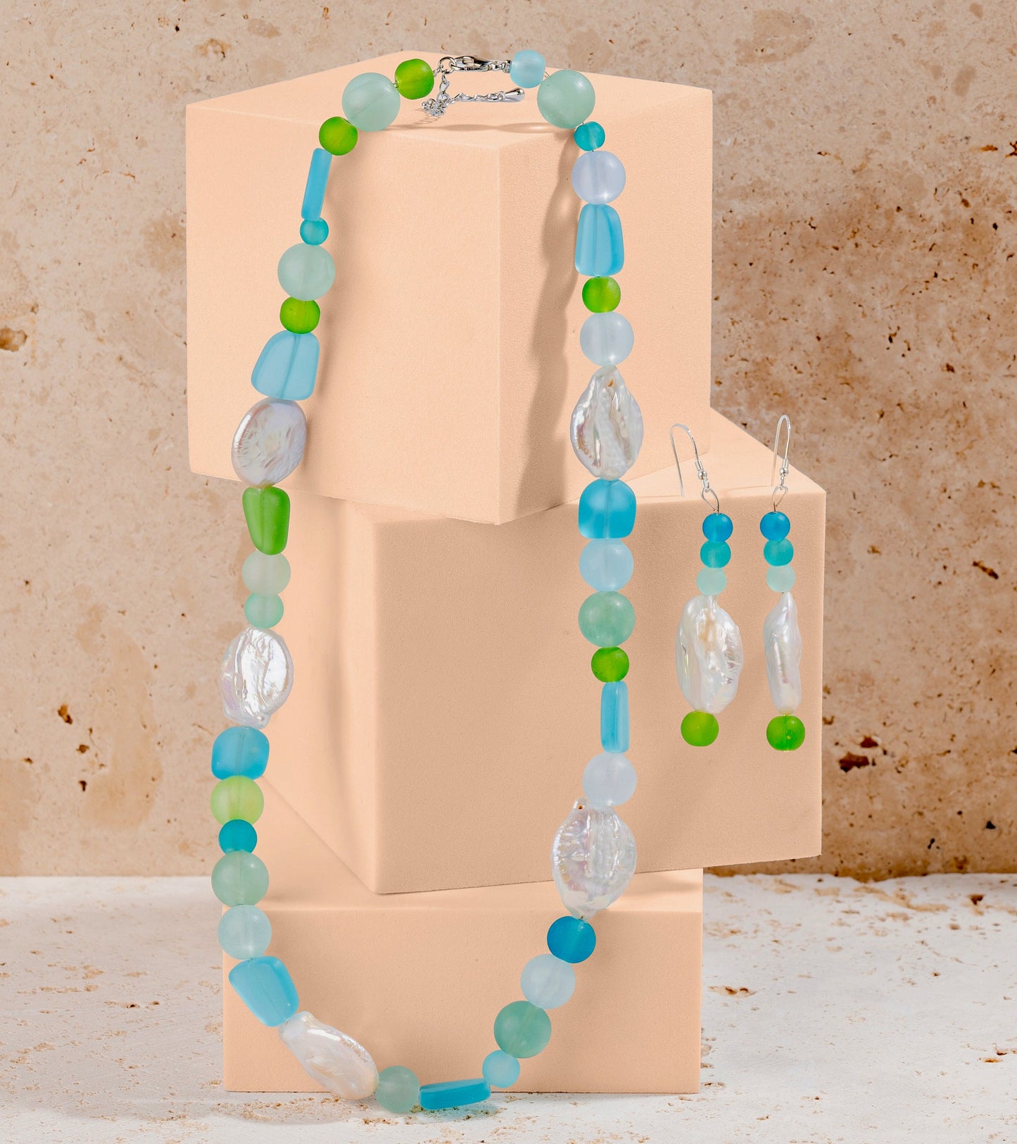 Frosted Glass Beaded Jewellery Set