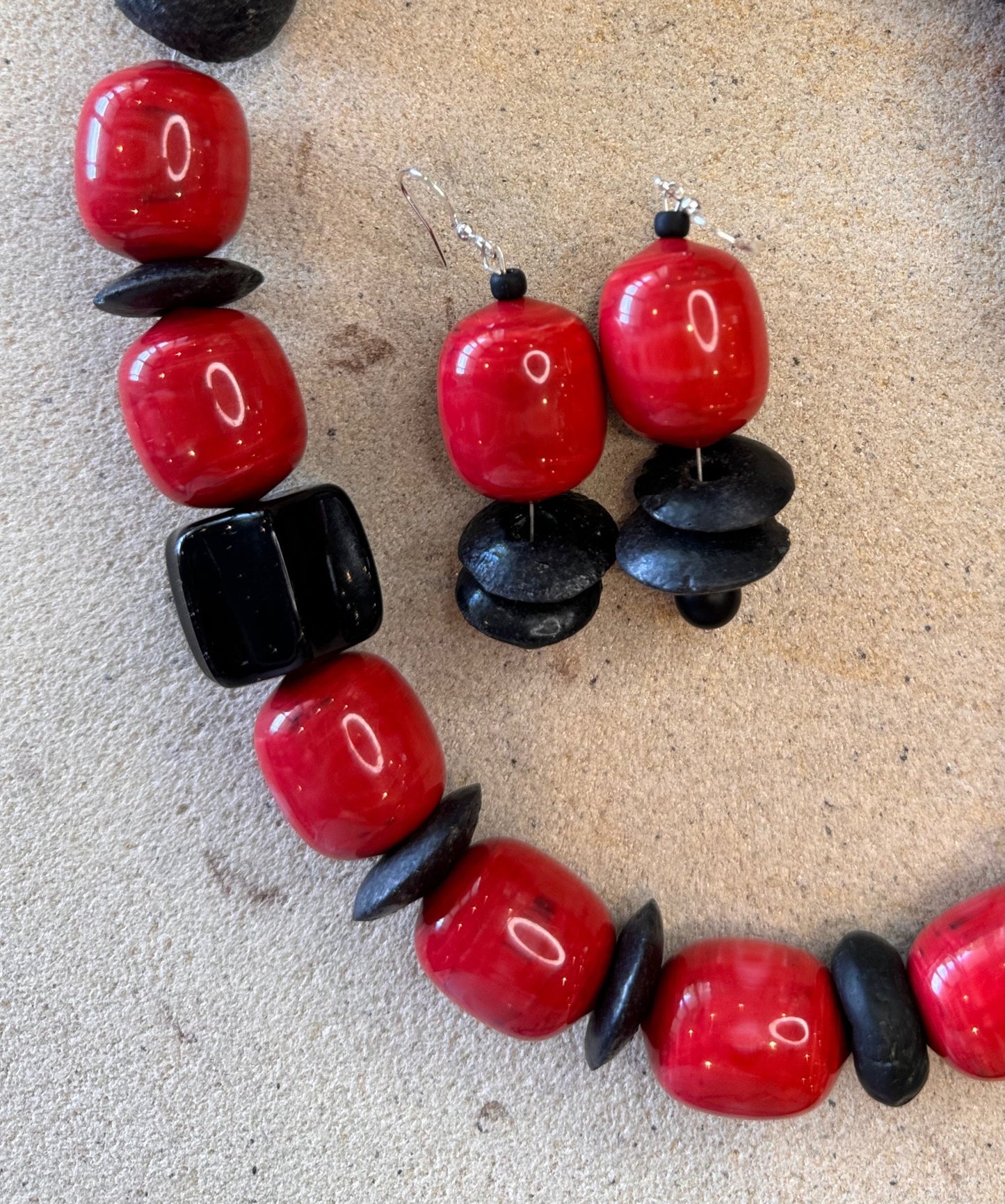 Large Black Acrylic Beaded Jewellery Set