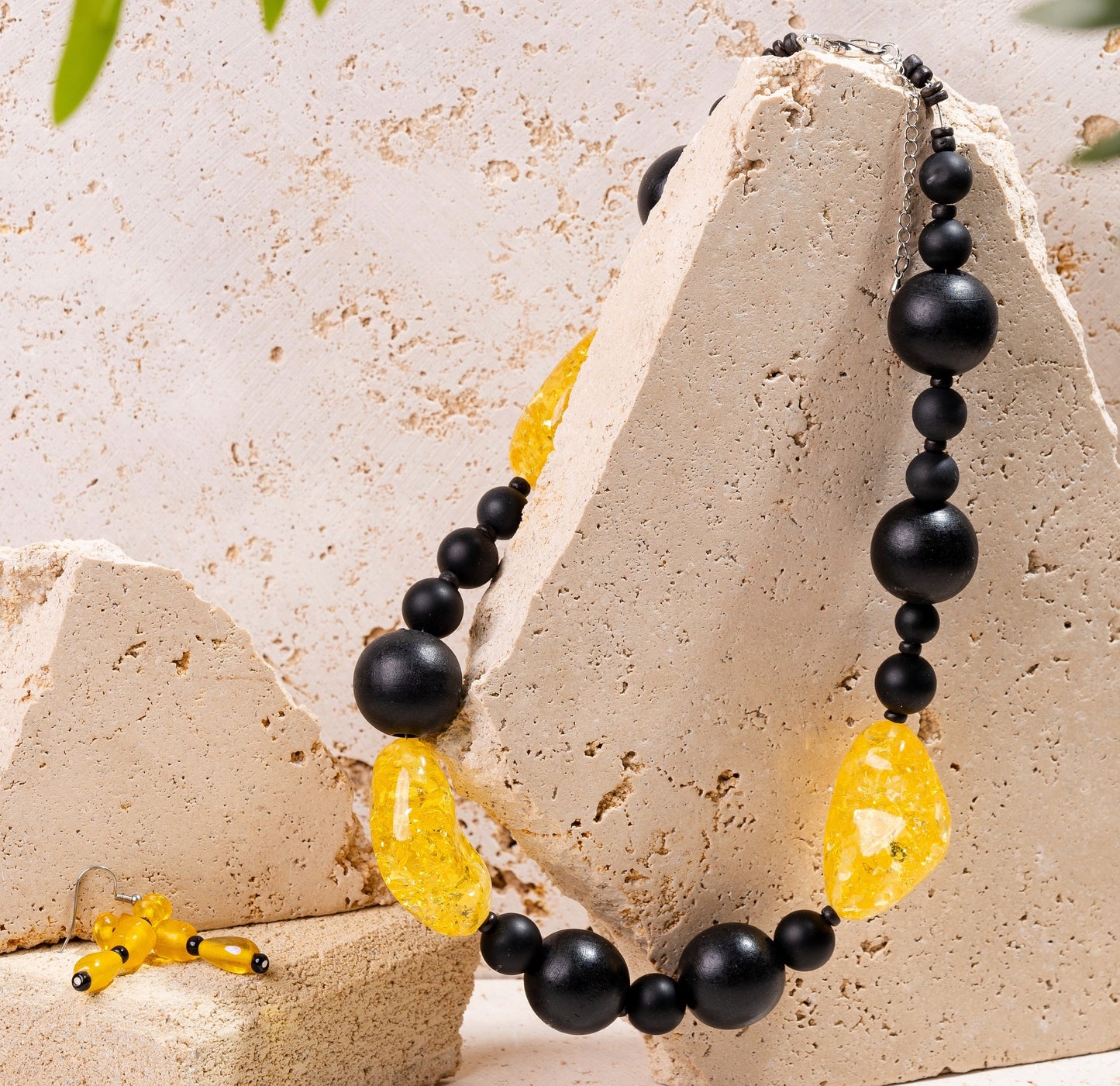 Vintage Yellow Chunky Resin Nuggets & Yellow Glass Jewellery