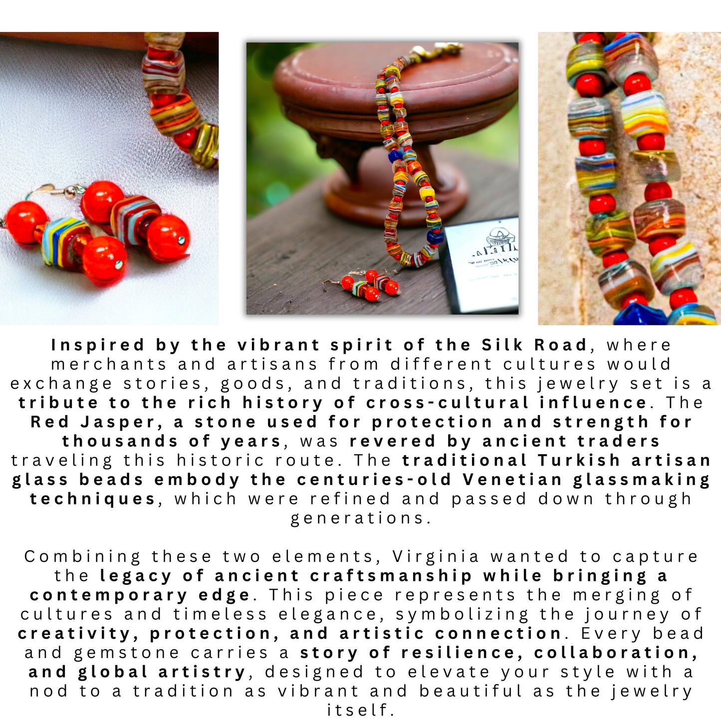 Traditional Turkish Glass Beads & Red Jasper Jewellery Set