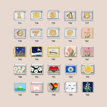 Custom Italian Bracelet Charms - Gold and Silver Full Design Collection