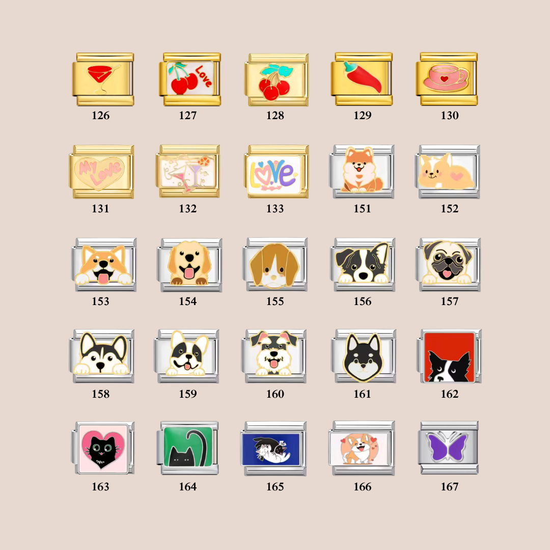 Custom Italian Bracelet Charms - Gold and Silver Full Design Collection