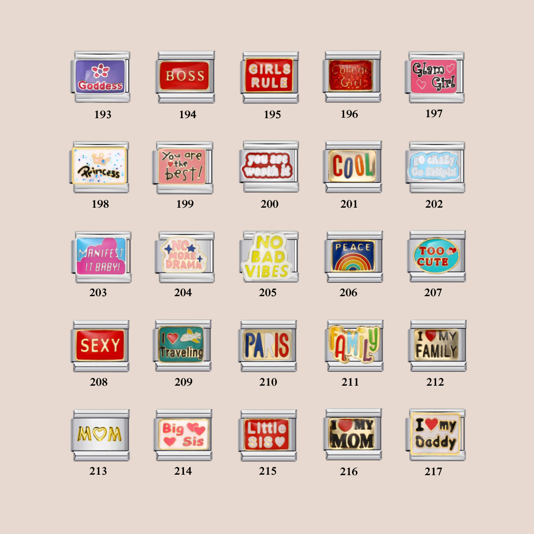 Custom Italian Bracelet Charms - Gold and Silver Full Design Collection