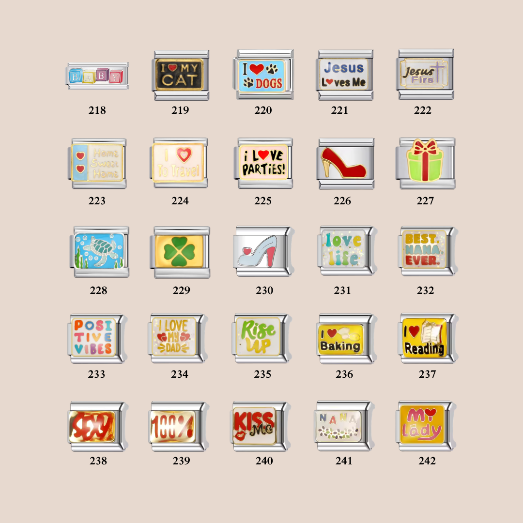 Custom Italian Bracelet Charms - Gold and Silver Full Design Collection