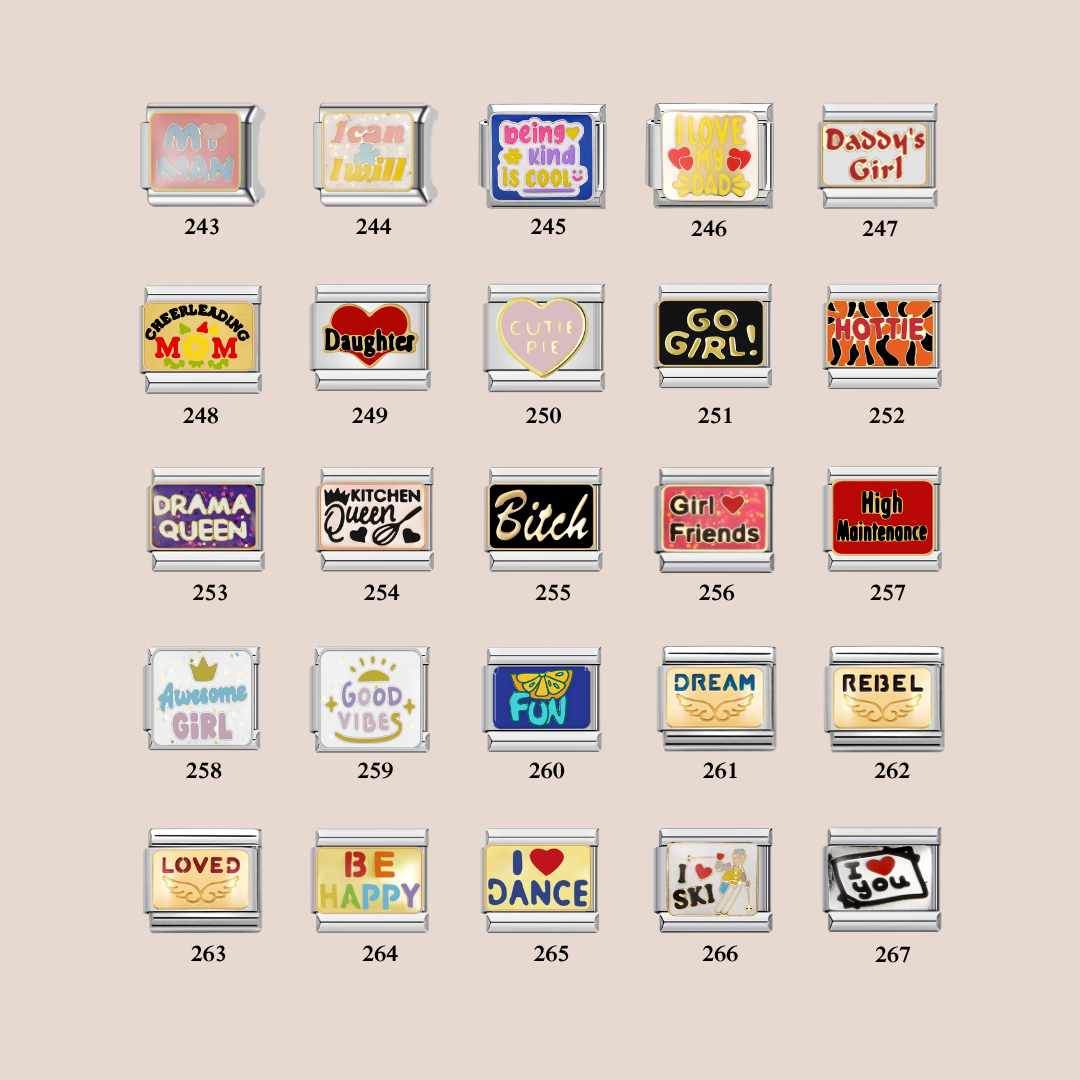 Custom Italian Bracelet Charms - Gold and Silver Full Design Collection