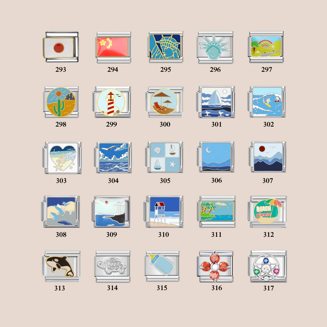 Custom Italian Bracelet Charms - Gold and Silver Full Design Collection