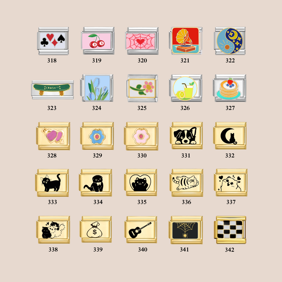 Custom Italian Bracelet Charms - Gold and Silver Full Design Collection