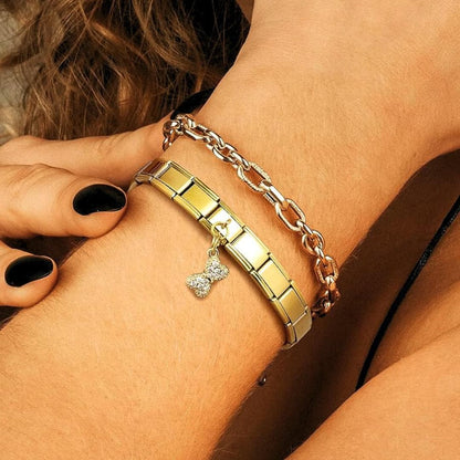 Classic Italian Charm Bracelet - Modular Bracelet in Gold, Silver, Black & Blue