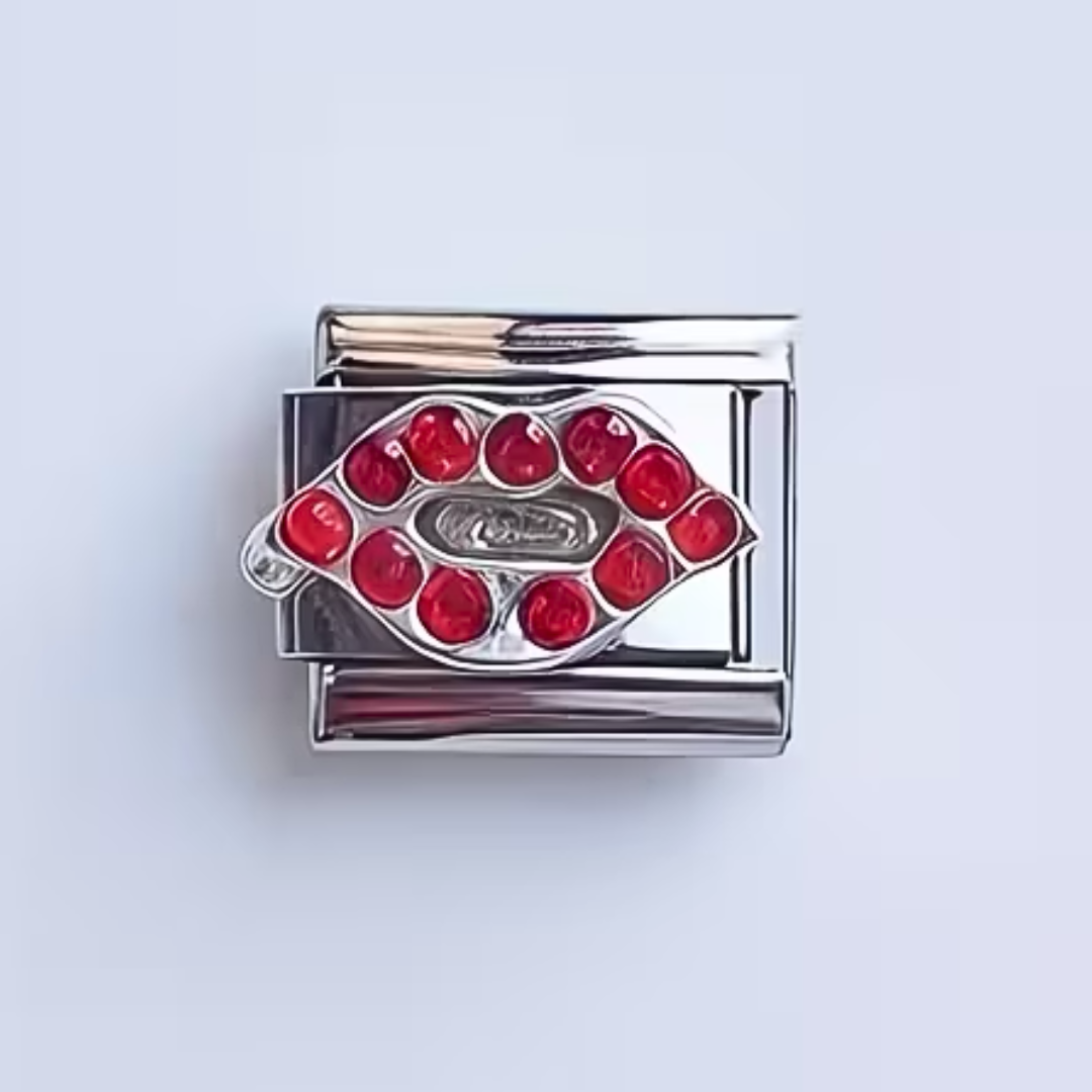 1pc Elegant Red Lips Charm, Charm Only, Detachable Stainless Steel Bracelet Module, Custom Italian Charm, Custom Italy Charm, Y2K Jewelry