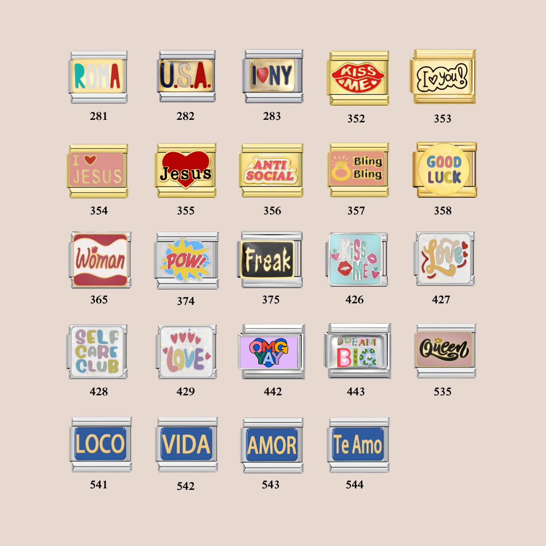 Words and Phrases Charms - Custom Italian Charm Bracelet