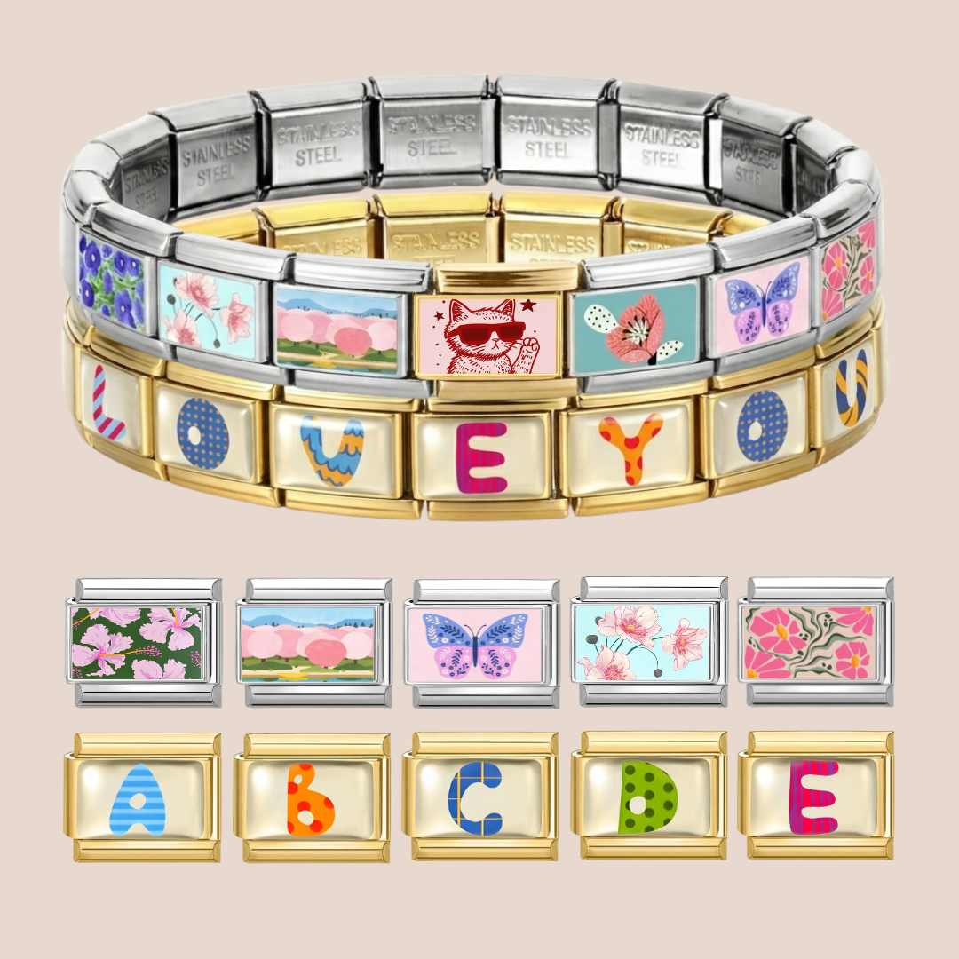 Custom Italian Modular Charms – Stainless Steel Bracelet Charms, Personalized Italy Charms, Italian Bracelet, Y2K Jewelry, Matching Bracelet