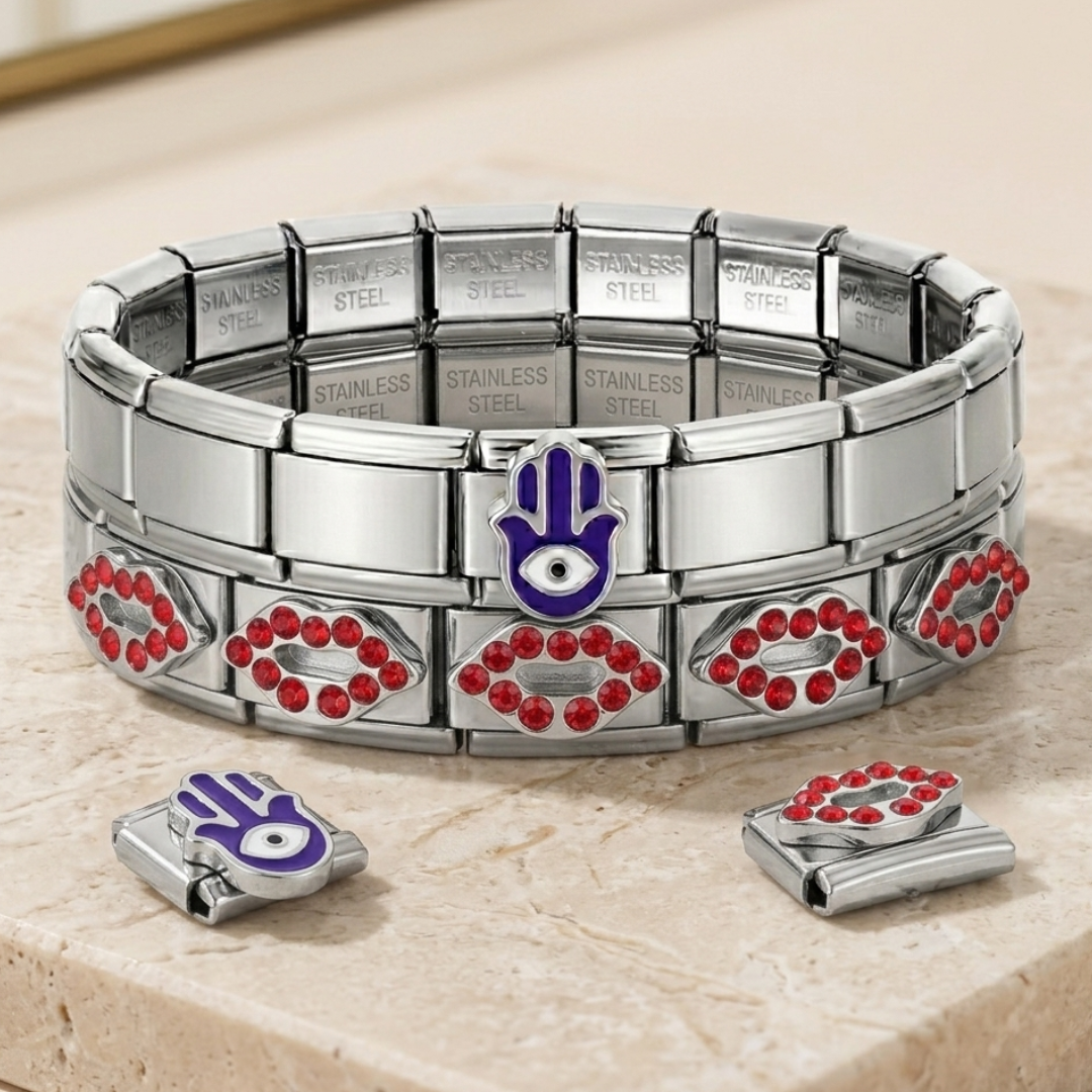 1pc Special Charm, Elegant Red Lips Charm, Evil Eye Charm, Charm Only, Detachable Stainless Steel Bracelet Module, Custom Italian Charm, Custom Italy Charm, Y2K Jewelry