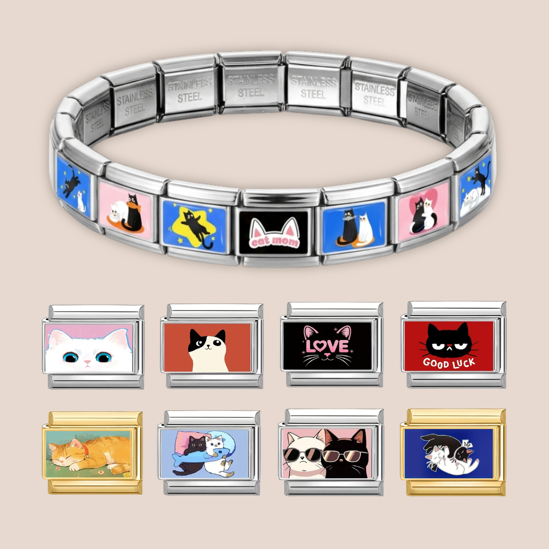 Cat Charms, Charms Only, Custom Italian Charms, Personalized Italy Charms, Matching Bracelet, Y2K Jewelry, Charm Bracelet, Gift for Her (Copy)