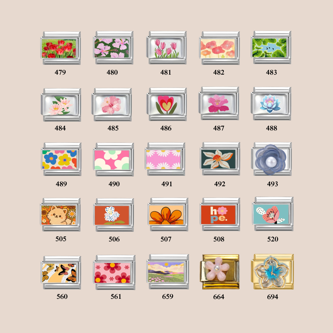 Flower Charms, Charms Only, Custom Italian Charms, Personalized Italy Charms, Matching Bracelet, Y2K Jewelry, Charm Bracelet, Gift for Her (Copy)