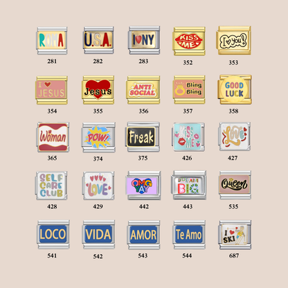 Words and Phrases Charms - Custom Italian Charm Bracelet