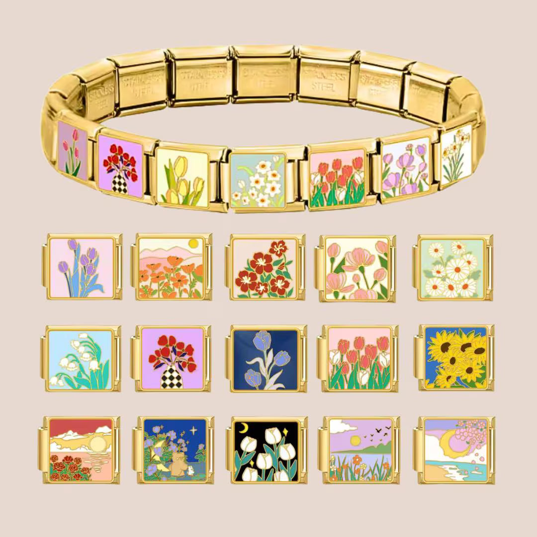 Flower Charms - Custom Italian Charm Bracelet