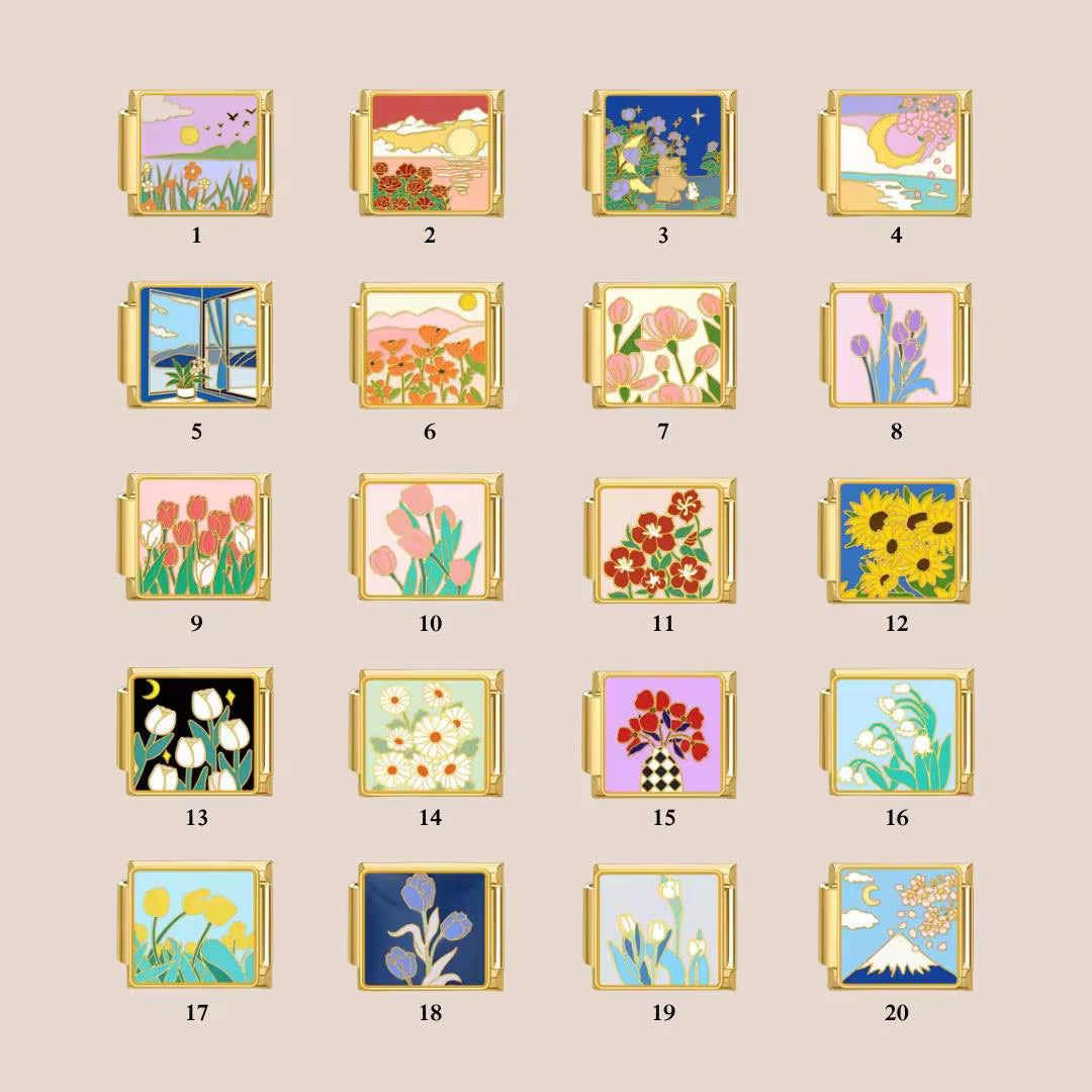 Flower Charms - Custom Italian Charm Bracelet