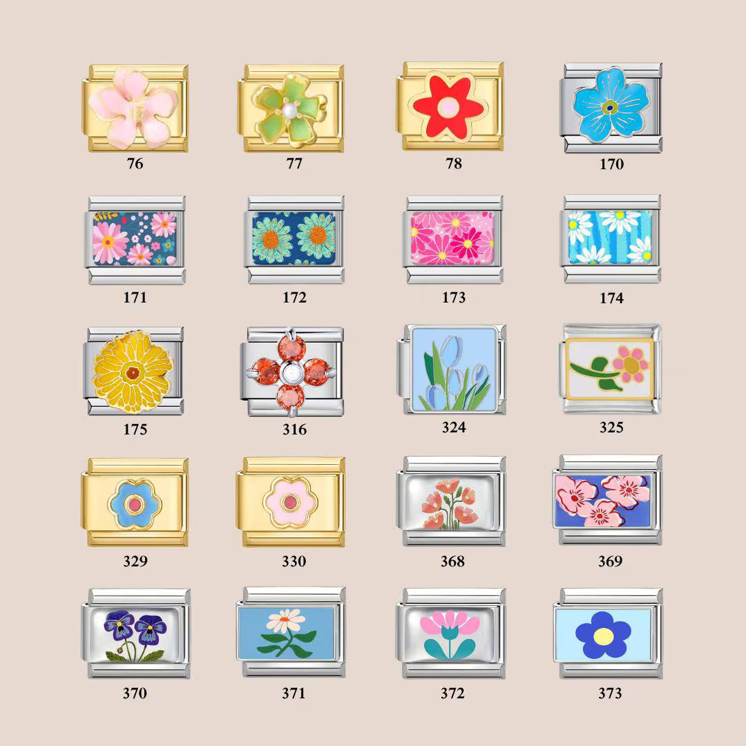 Flower Charms - Custom Italian Charm Bracelet