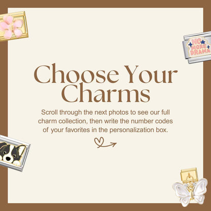 Custom Italian Bracelet Charms - Gold and Silver Full Design Collection