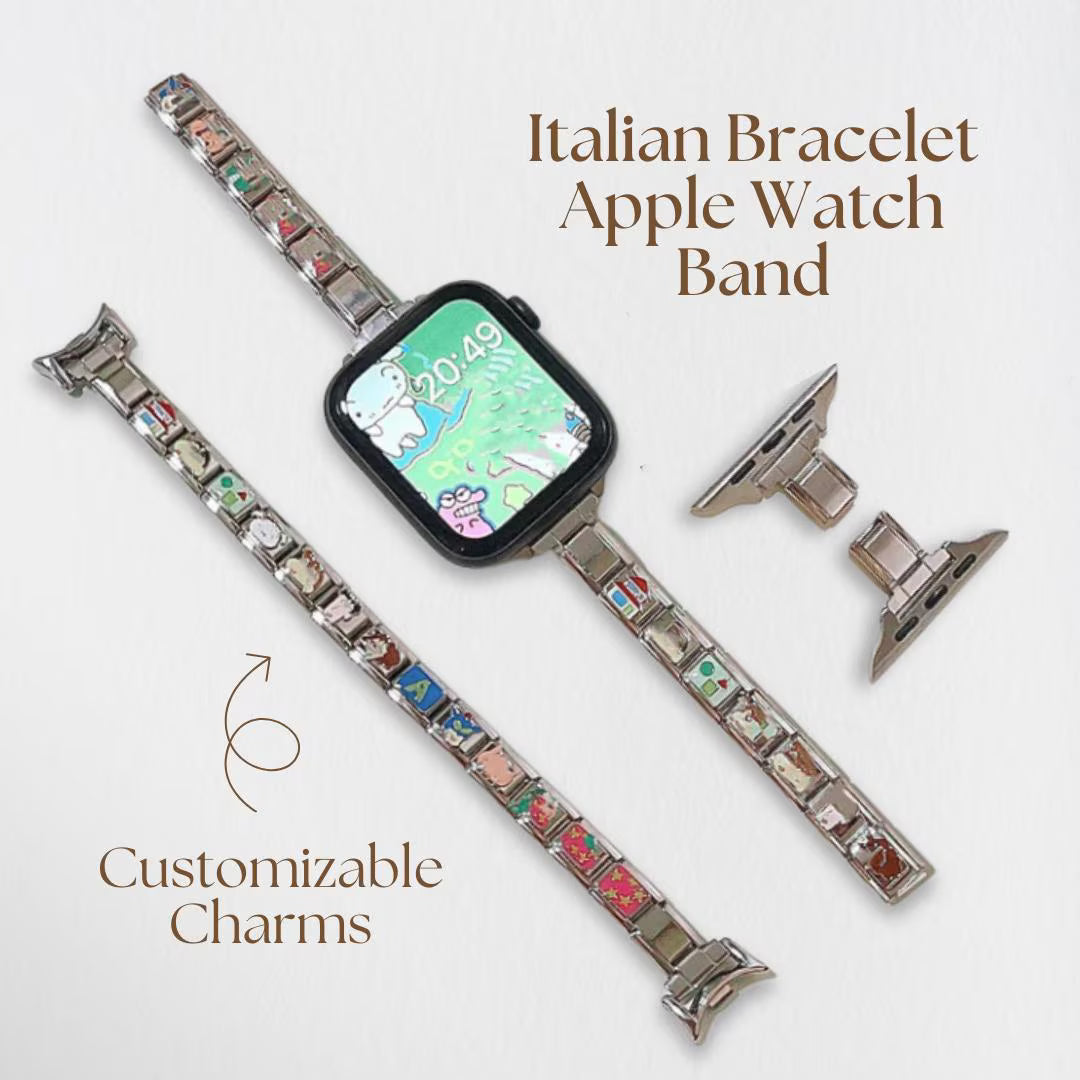 Personalized Italian Charm Apple Watch Band for Women
