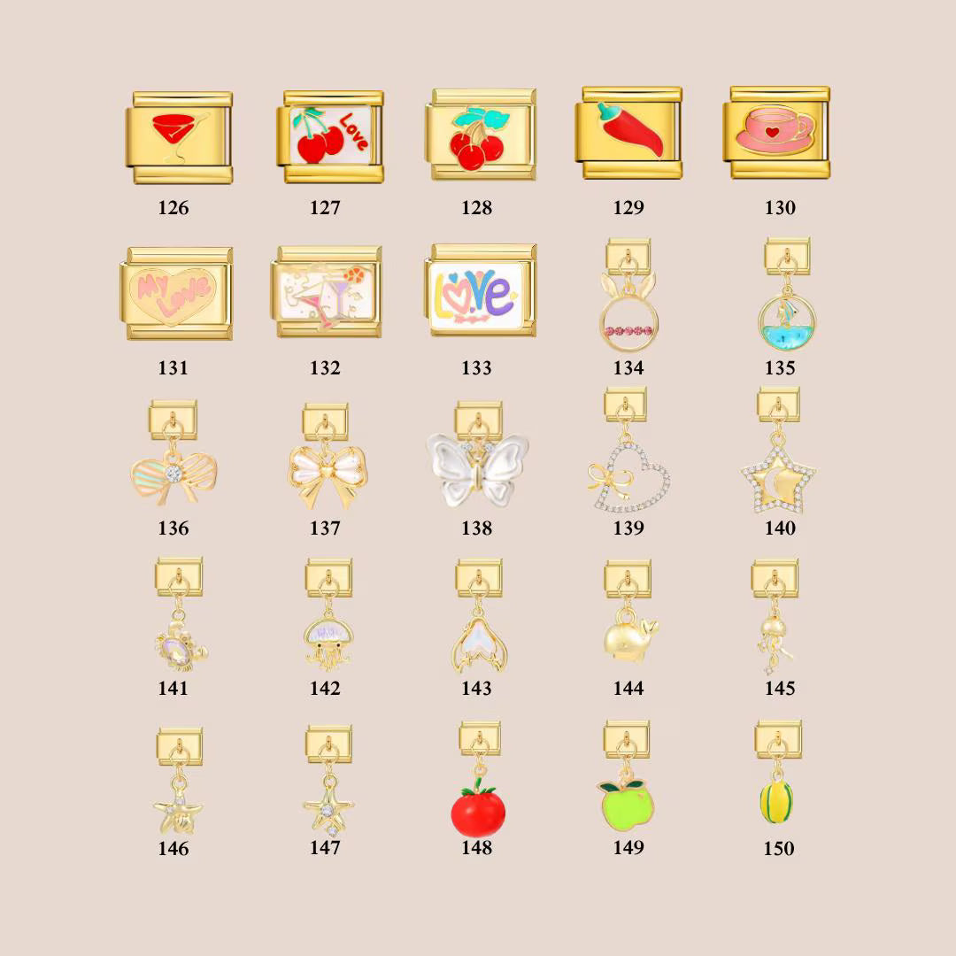 Custom Italian Bracelet Charms - Gold and Silver Full Design Collection