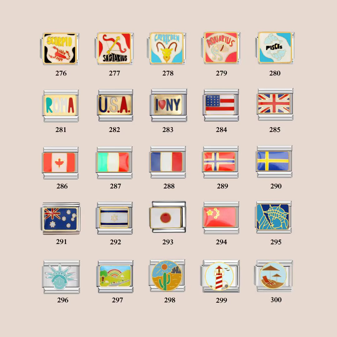 Custom Italian Bracelet Charms - Gold and Silver Full Design Collection