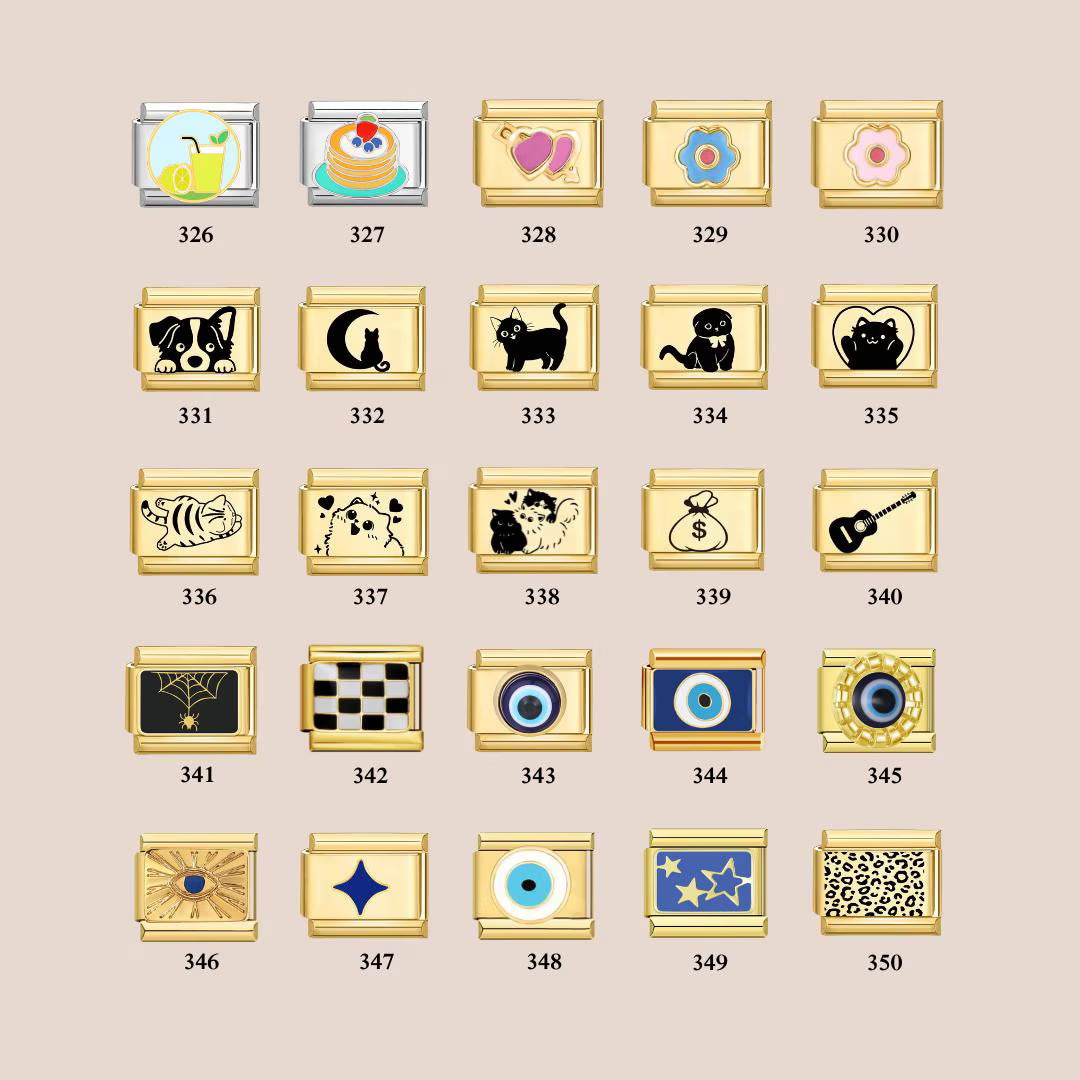 Custom Italian Bracelet Charms - Gold and Silver Full Design Collection