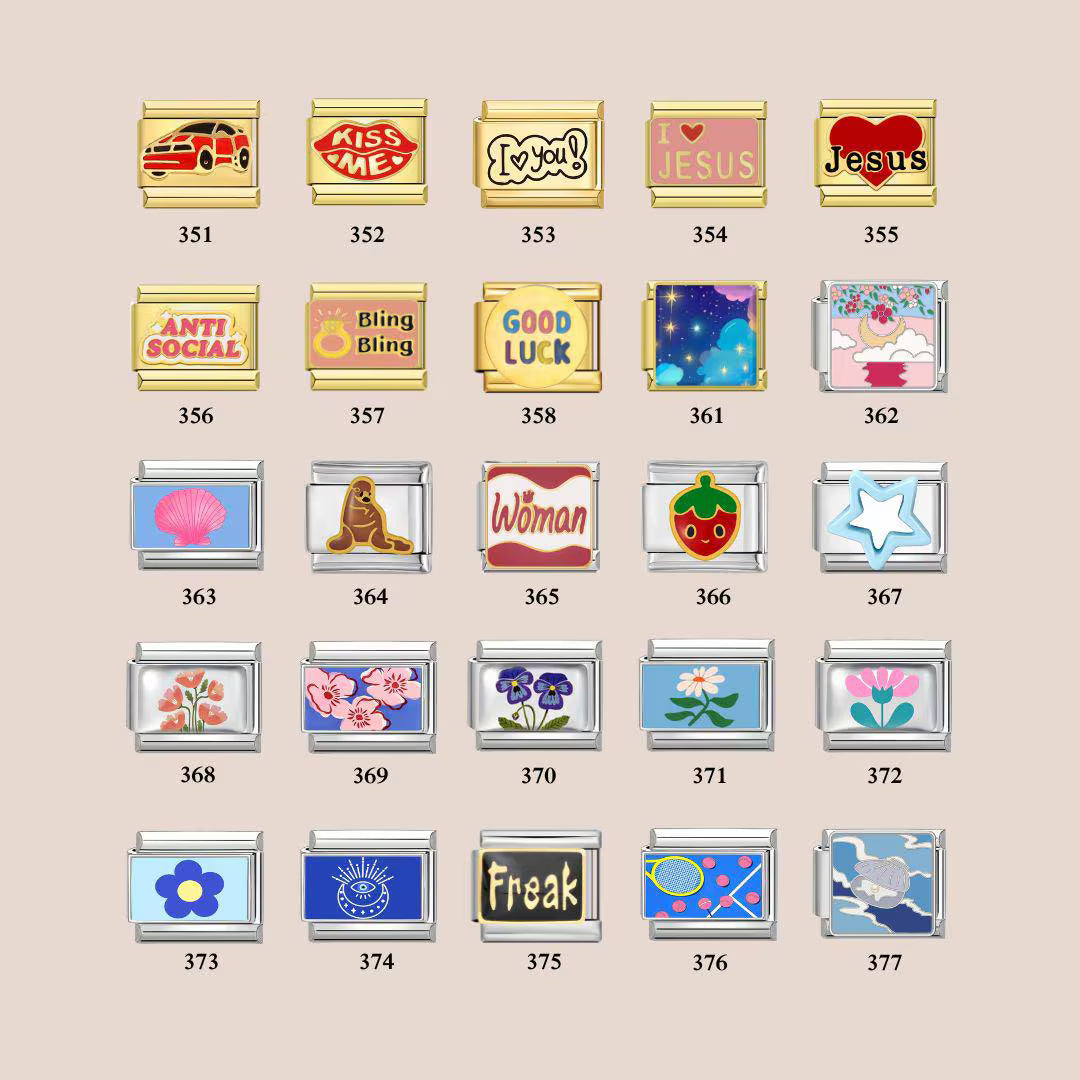 Custom Italian Bracelet Charms - Gold and Silver Full Design Collection