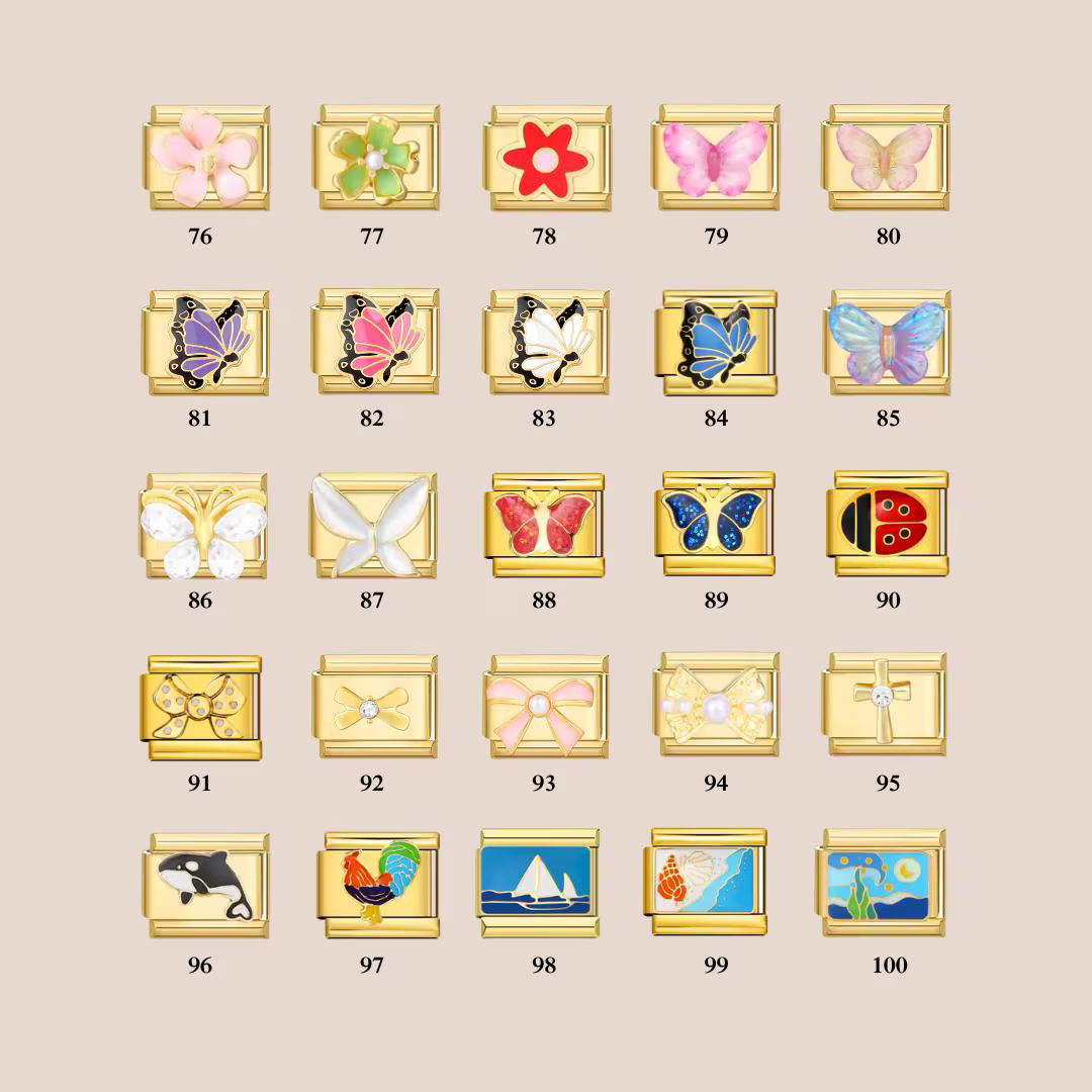 Custom Italian Bracelet Charms - Gold and Silver Full Design Collection