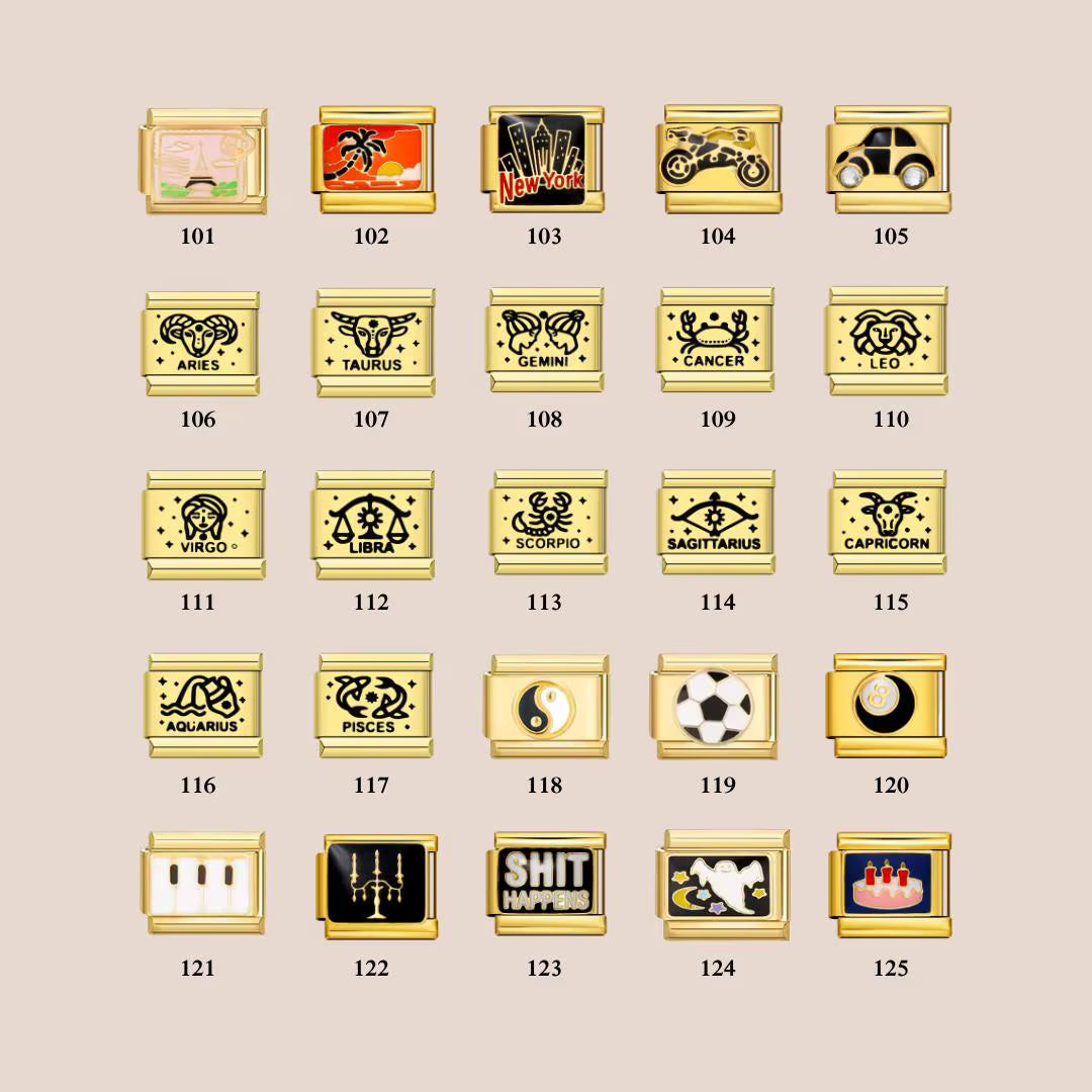 Custom Italian Bracelet Charms - Gold and Silver Full Design Collection