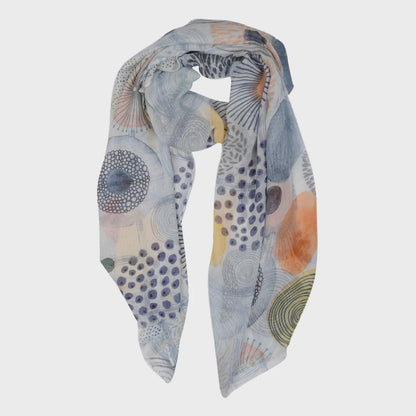 Geometric Linen Scarf – Handmade Multicolor Lightweight Wrap, Boho Travel & Summer Accessory