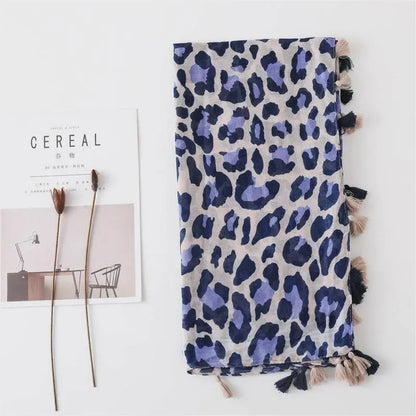 Blue Black Linen Scarf for Women – Boho Lightweight Shawl, Handmade Travel Wrap