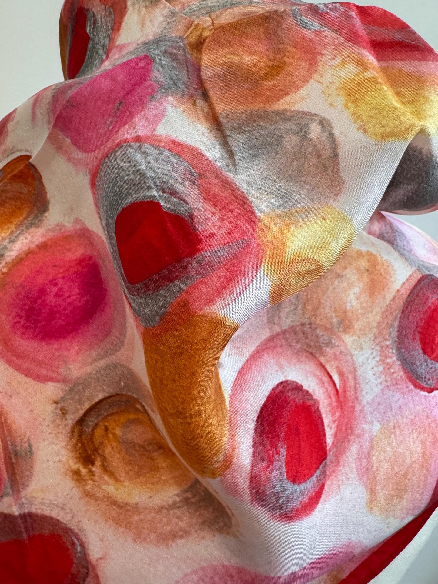 Handmade Geometric Silk Scarf - Abstract Print Bandana Neckerchief, Lightweight Multicolor Travel Wrap