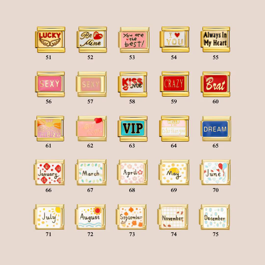 Words and Phrases Charms - Custom Italian Charm Bracelet