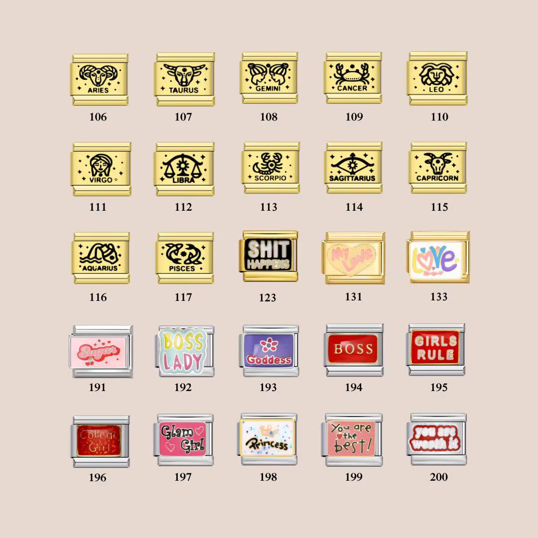 Words and Phrases Charms - Custom Italian Charm Bracelet