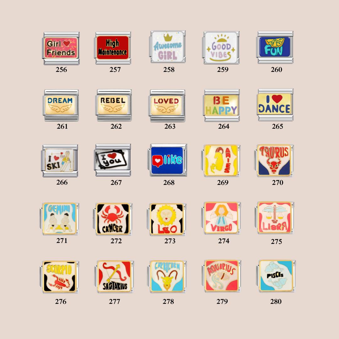 Words and Phrases Charms - Custom Italian Charm Bracelet