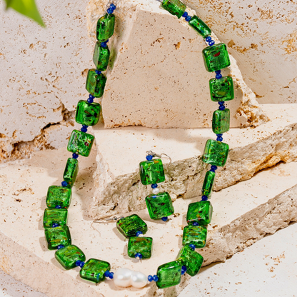 Chunky Emerald Green Glass Foil Jewellery