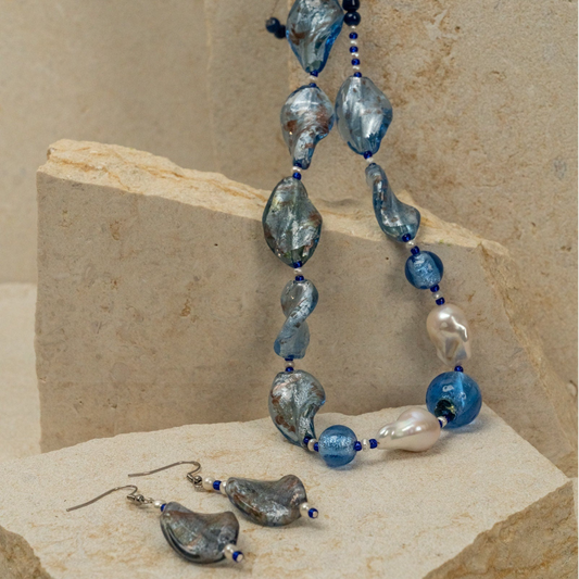 Glass Foil Twist Beaded Jewellery Set