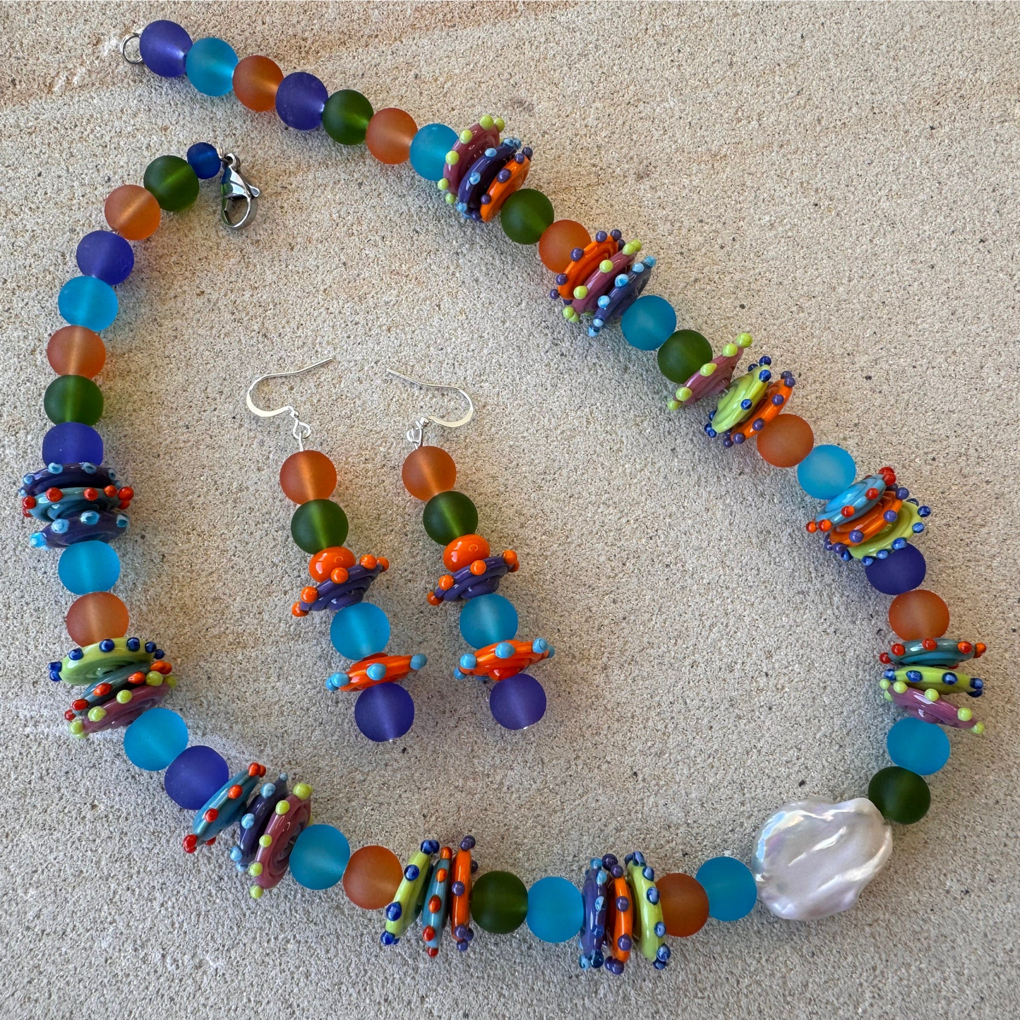 Handmade Artisan Lampwork Glass Jewellery Set