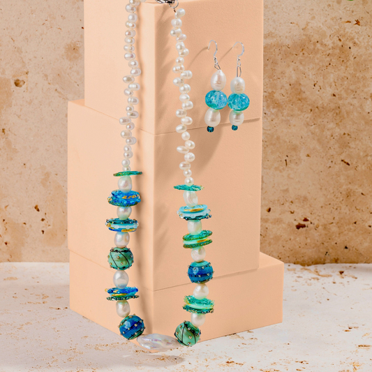 Handmade Blue Glass Jewellery Set