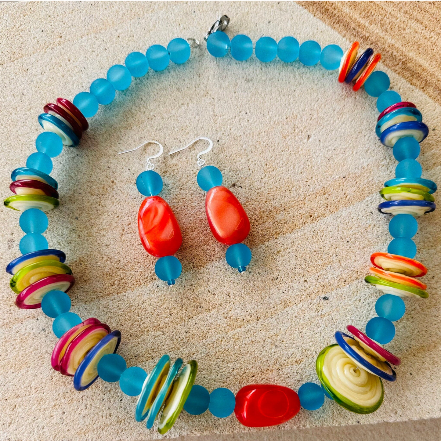 Handmade Colourful Glass Discs Jewellery