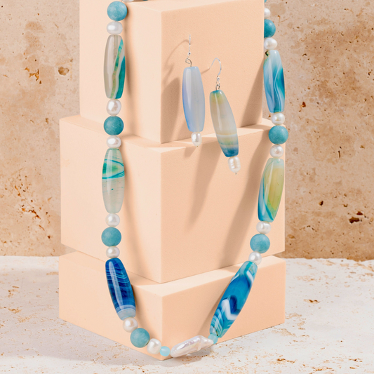 Natural Blue Botswana Stone Beaded Jewellery