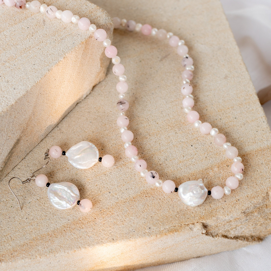 Natural Cherry Blossom Jasper Jewellery Set