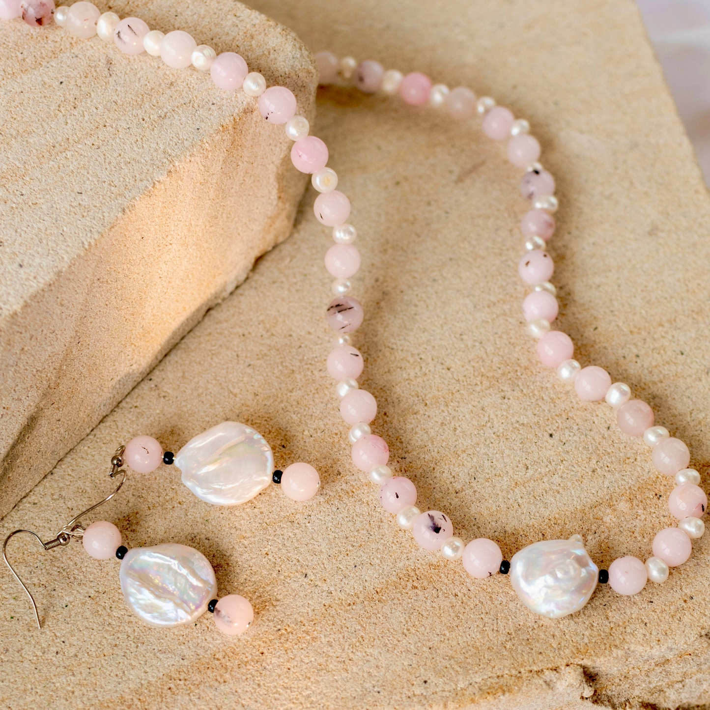 Pink Cherry Blossom Jasper Beaded Jewellery