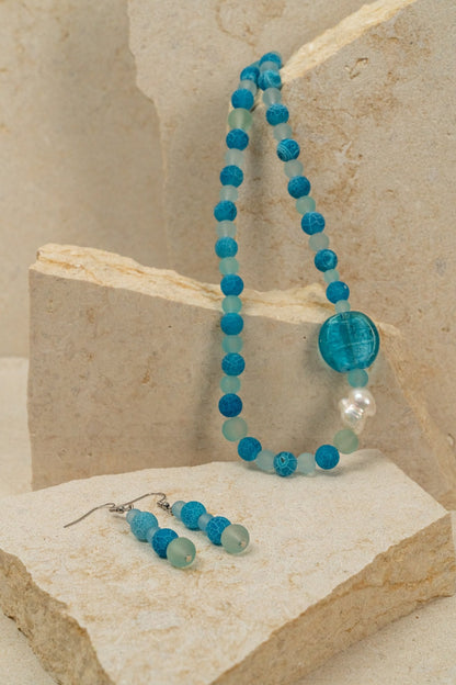 Blue Striped Agate Baroque Pearl Jewellery