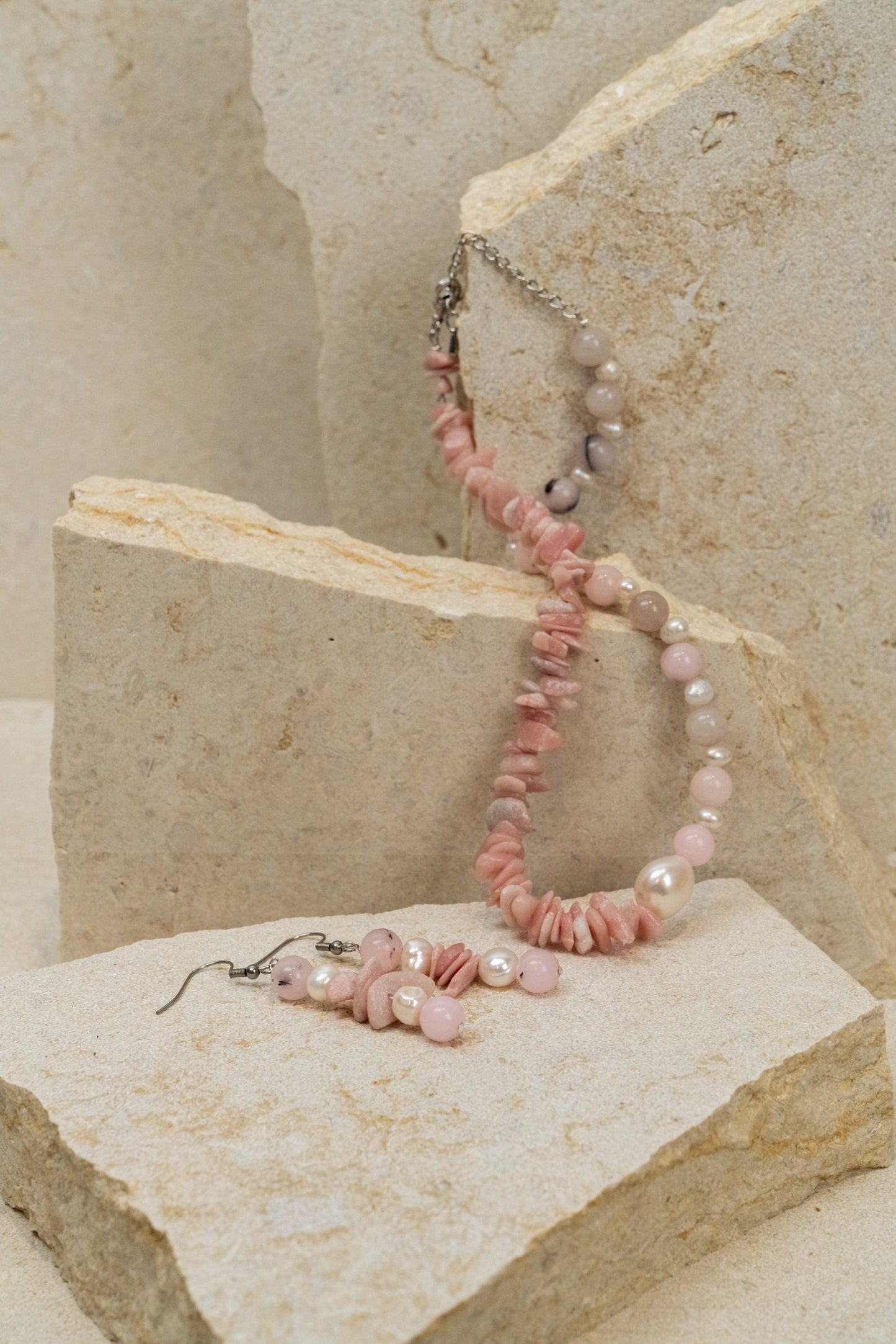 Rhodochrosite & Natural Cherry Blossom Jasper Beads Jewellery