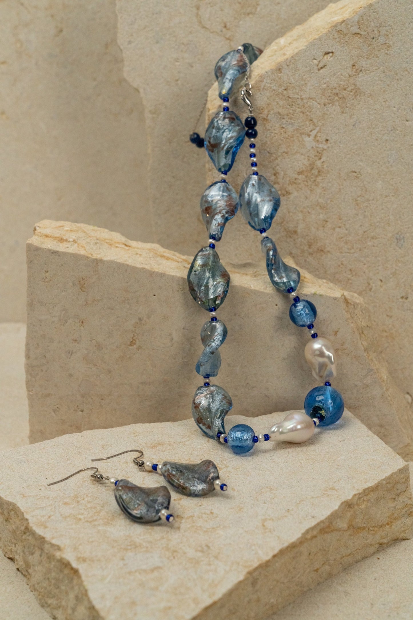 Glass Foil Twist Beaded Jewellery Set