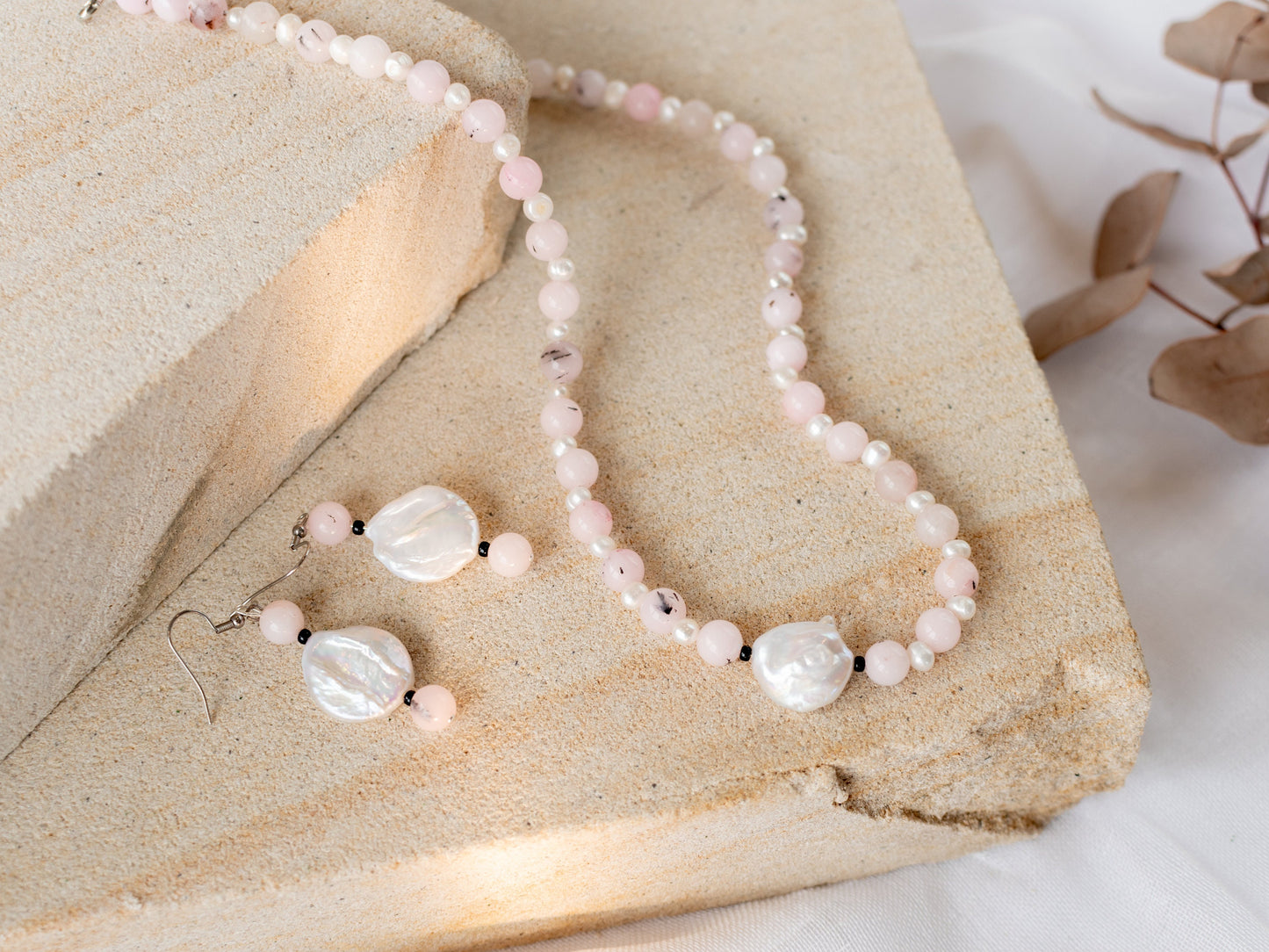 Natural Cherry Blossom Jasper Jewellery Set