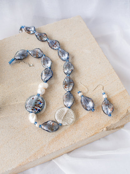 Chunky Glass Foil Twists with Gold Aventurine
